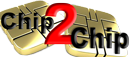 The Chip2Chip Logotype with the two smart chip and the text Chip 2 Chip