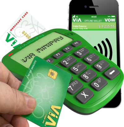 MiniPay device with ViAcard and the Merchant Card