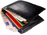Wallet with cards and cash